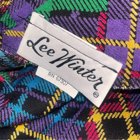 Vintage ‘90s Lee Winter Plaid Patchwork Knee Length Skirt L - Picture 3 of 6